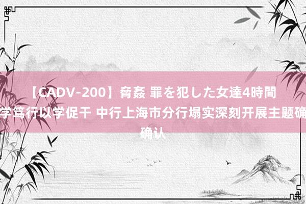 【CADV-200】脅姦 罪を犯した女達4時間 深学笃行以学促干 中行上海市分行塌实深刻开展主题确认