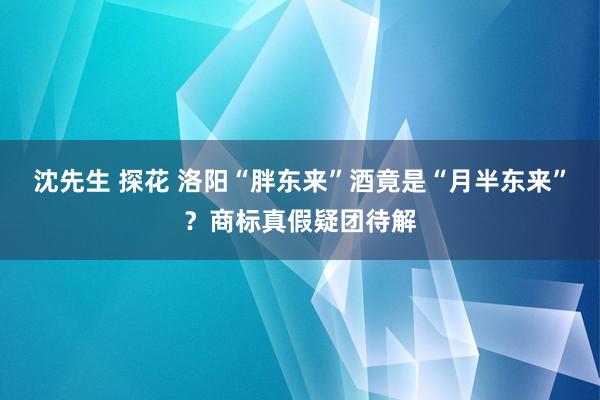 沈先生 探花 洛阳“胖东来”酒竟是“月半东来”？商标真假疑团待解