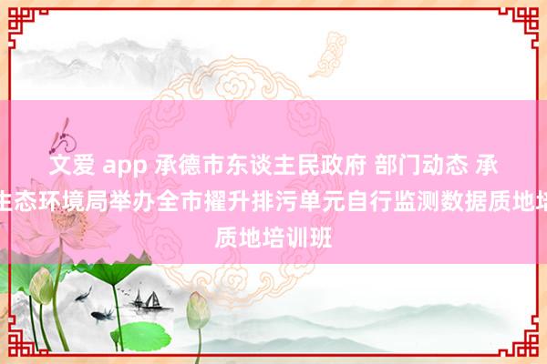 文爱 app 承德市东谈主民政府 部门动态 承德市生态环境局举办全市擢升排污单元自行监测数据质地培训班